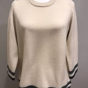 J.Crew cream sweater with trim detail, Size M